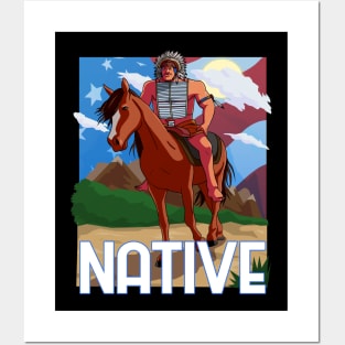 Native American Day Lakota Chief Horseback Posters and Art